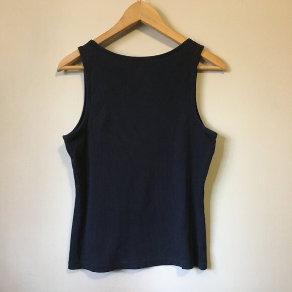 "346" Brooks Brothers Dark Navy Blue Vertical Ribbed Cotton Tank Top - Picture 2 of 11